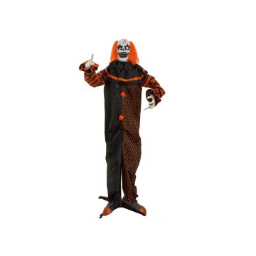 Halloween decorative figurine pop-up horror clown HORIK with 2 heads, movement and sound function, LEDs, 80x50x170cm