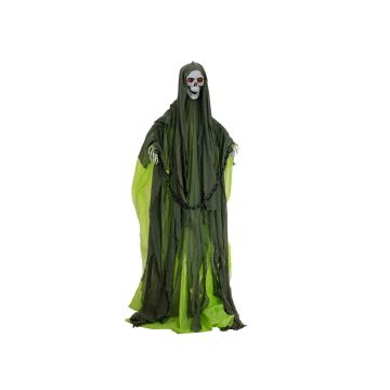 Halloween decorative figurine skeleton TRINEKE in chains, movement and sound function, LEDs, 80x40x175cm