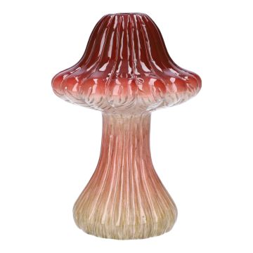 Ceramic vase RICHLINDE, toadstool, grooves, dark red-beige, 21cm, Ø15cm