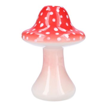 Ceramic vase RICHLINDE, toadstool, red-white, 21cm, Ø15cm