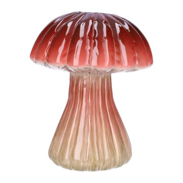 Toadstool flower vase SEBALDE, ceramic, grooves, red-beige, 21cm, Ø16cm