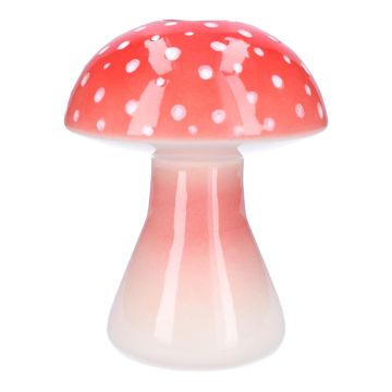 Toadstool flower vase SEBALDE, ceramic, red-white, 21cm, Ø16cm