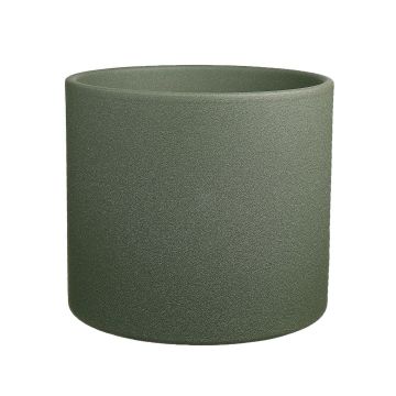 Flower pot ALFIRK, ceramic, sand structure, green-grey, 8"/21,5cm, Ø9"/23,5cm