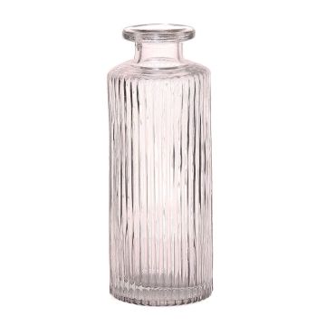 Bottle vase EMANUELA made of glass, groove pattern, clear, 5.2"/13,2cm, Ø2"/5,2cm