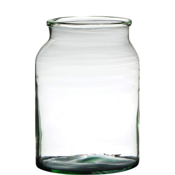 Glass vase QUINN EARTH, recycled, transparent-green, 10"/25 cm, Ø 7.5"/19cm