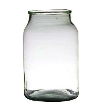 Glass vase QUINN EARTH, recycled, transparent-green, 14"/34 cm, Ø 8.7"/22 cm