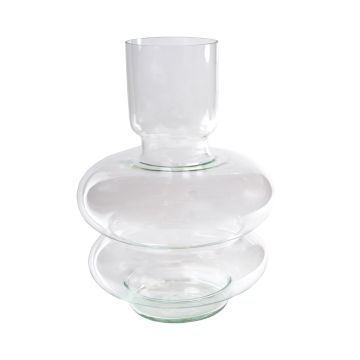 Fancy glass vase LILITA, transparent, 14"/35 cm, Ø 9"/24 cm