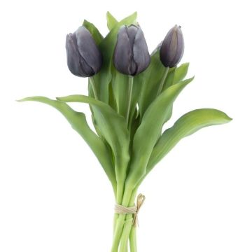 False tulip bouquet LONA, black-white, 12"/30cm, Ø8"/20cm