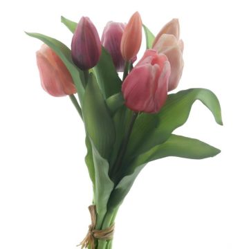 False tulip bouquet LONA, pink-fuchsia-cream, 12"/30cm, Ø8"/20cm