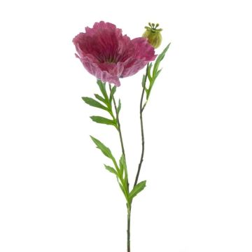 Artificial poppy EDESSA, dark pink, 31"/80cm