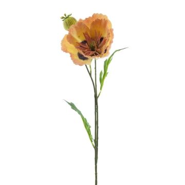 Artificial poppy EDESSA, peach-orange, 31"/80cm