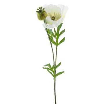 Artificial poppy EDESSA, white, 31"/80cm