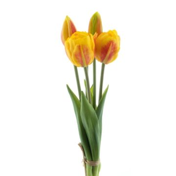 Artificial tulip bunch LANEA, orange-yellow, 12"/30cm, Ø6"/15cm