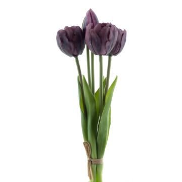 Artificial tulip bunch LANEA, dark purple, 12"/30cm, Ø6"/15cm