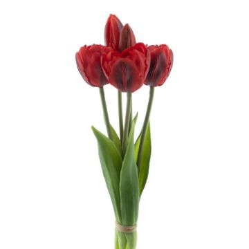 Artificial tulip bunch LANEA, red-black, 12"/30cm, Ø6"/15cm