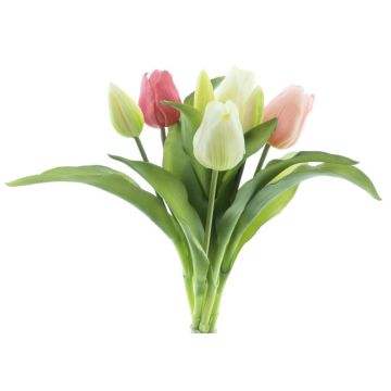 False tulip bouquet LONA, cream-pink-fuchsia, 12"/30cm, Ø8"/20cm