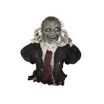 Halloween decorative figurine zombie / undead KUNIBERT, movement and sound function, LEDs, 67cm