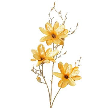 False magnolia branch LEAFY, yellow-gold, 4ft/115cm