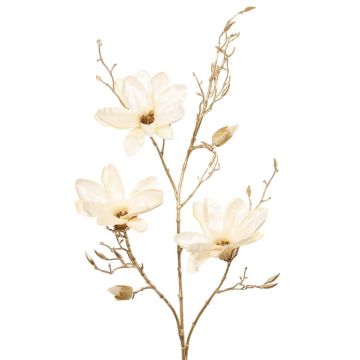 False magnolia branch LEAFY, cream-gold, 4ft/115cm