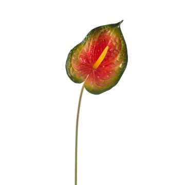 Artificial Anthurium JASMINA, green-red, 30"/75cm, 5.5"x7"/14x18cm