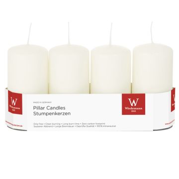 Advent candles JENARO, 4 pieces, ivory, 10cm, Ø5cm, 23h - Made in Germany