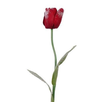 Artificial tulip PILVI, iced, red, 26"/65cm, Ø 2"/5cm