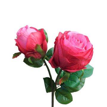 Artificial rose RENATUS, fuchsia-pink, 18"/45cm