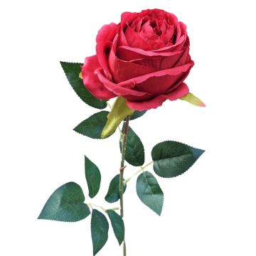 Plastic flower Rose CHERLEN, red, 24"/60cm, Ø4"/10cm