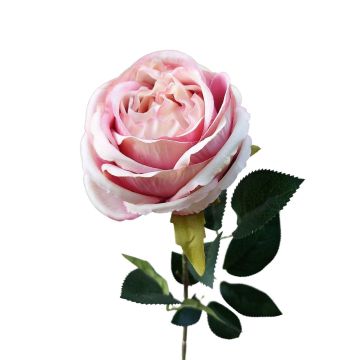 Plastic flower Rose CHERLEN, pink-cream, 24"/60cm, Ø4"/10cm