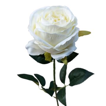 Plastic flower Rose CHERLEN, white, 24"/60cm, Ø4"/10cm