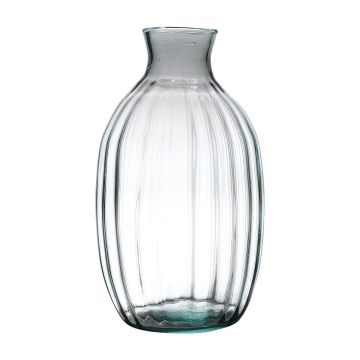 Bottle vase NERRASITA made of glass, with grooves, recycled, clear, 29,5cm, Ø18cm