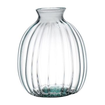 Bottle vase NERRASITA of glass, with grooves, recycled, clear, 26,5cm, Ø23,5cm