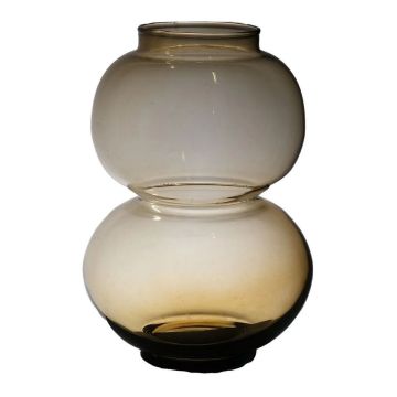 Spherical glass vase HERIBETO, recycled, orange-brown-clear, 25cm, Ø16cm