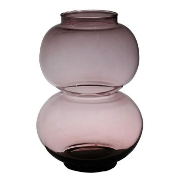 Spherical glass vase HERIBETO, recycled, violet-clear, 25cm, Ø16cm