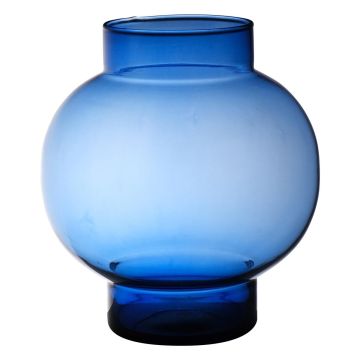 Spherical glass vase RAINIERO, recycled, blue-clear, 26cm, Ø26cm