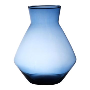 Flower vase RAMUNDA made of glass, recycled, blue-clear, 30cm, Ø25cm