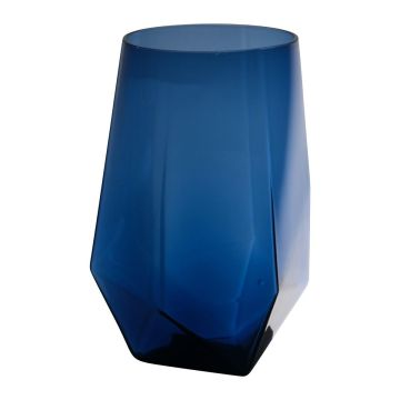 Table vase MARSIA made of glass, blue-clear, 15,5cm, Ø10cm