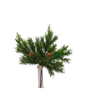 Artificial cryptomeria bunch KIGANJA with cones, green, 14"/35cm