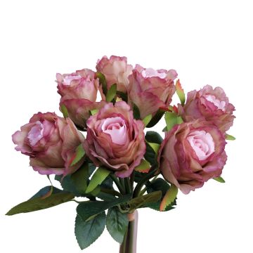 Artificial rose bouquet MURINET, violet-pink, 14"/35cm