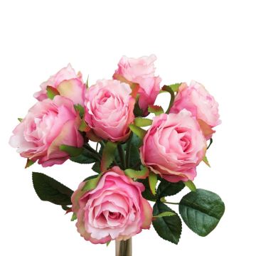 Artificial rose bouquet MURINET, pink-green, 14"/35cm