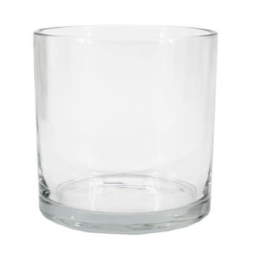 Cylindrical candle glass SANSA OCEAN, recycled, transparent, 4"/10cm, Ø4"/10cm