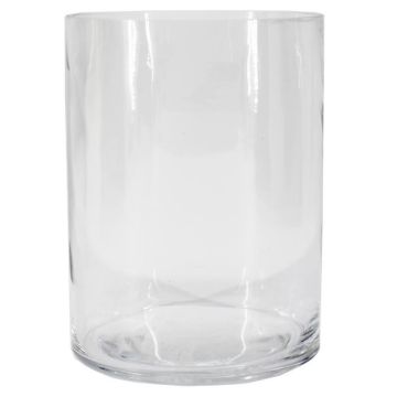 Cylindrical glass vase SANSA OCEAN, recycled, clear, 8"/20cm, Ø6"/15cm