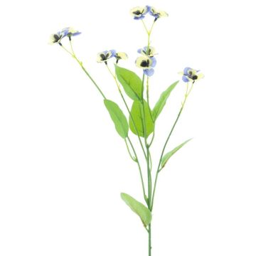 Artificial pansy branch YENIA, light blue-light green, 24"/60cm