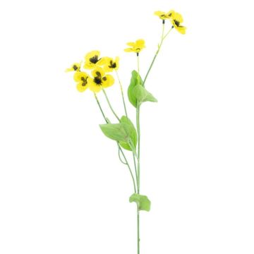 Artificial pansy branch YENIA, yellow, 24"/60cm