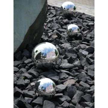 Christmas baubles TEODORA, 4 pcs, shiny silver, Ø 4"/10 cm