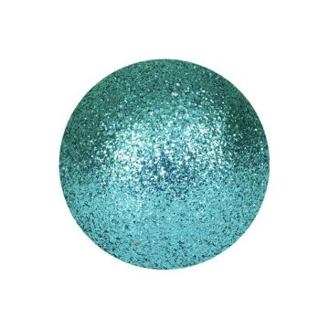 Christmas baubles FABIANA, 48 pcs, glitter, turquoise, Ø 1.4"/3,5 cm