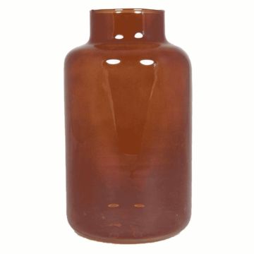 Glass flower vase SIARA, amber-transparent, 10"/25 cm, Ø 6"/15 cm