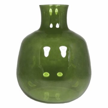 Flower vase ASUMINI of glass, green-transparent, 11"/28 cm, Ø 9"/24 cm