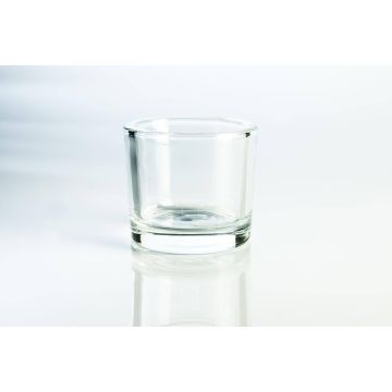 Tea light holder, thick glass, JOHN AIR, clear, 3.15"/8cm, Ø 3.54"/9cm