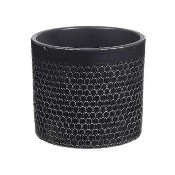 Flower pot CINZIA, ceramic, dot pattern, anthracite, 9"/22cm, Ø9"/23cm